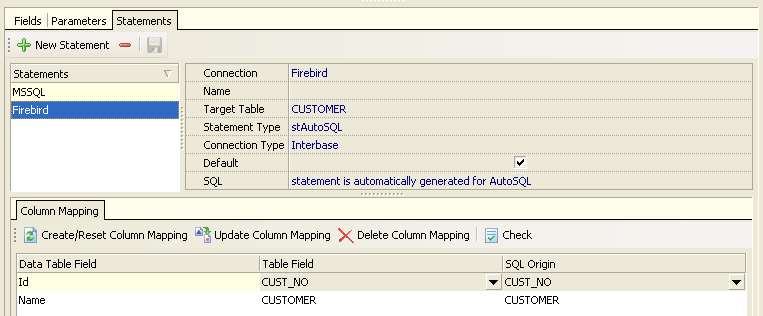 Column Mapping Firebird Mapping