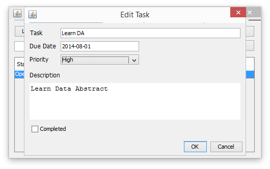 Editing an existing task