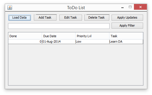 App showing the priority text retrieved from the priority table