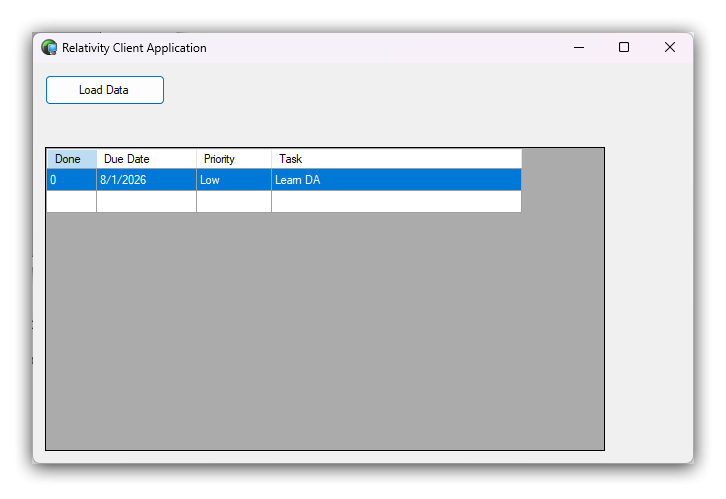 App showing the priority text retrieved from the priority table